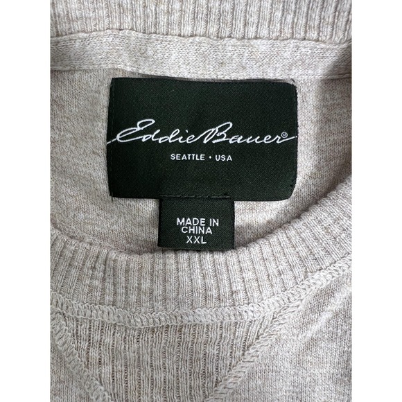 Eddie Bauer Sweater Mens 2XL Beige Oatmeal Cotton Knit Crewneck Pullover Casual - Picture 6 of 8